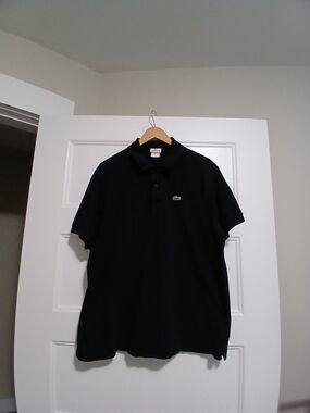 Lacoste Black Polo with Green Croc Logo